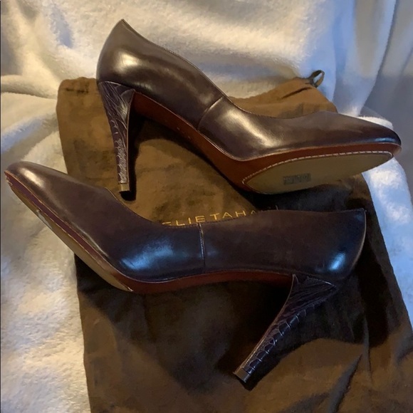 Rare Find!!! Ellie Tahari Eur Sz 40 Choc Bwn Heels - Picture 5 of 11